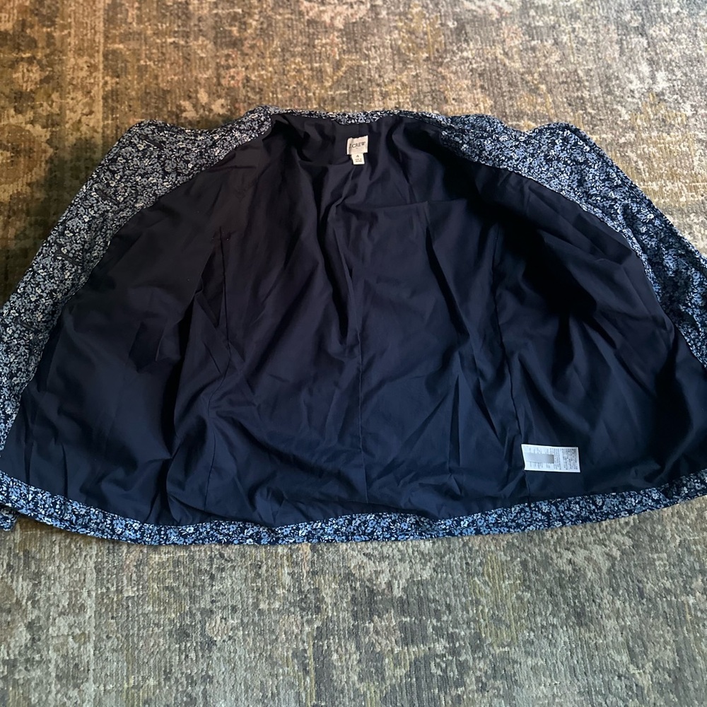 J.Crew Navy Blue Floral Quilted Button Front Jacket Lightweight Coat Preppy Chic - Picture 8 of 10